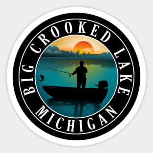 Big Crooked Lake Fishing Michigan Sunset Sticker